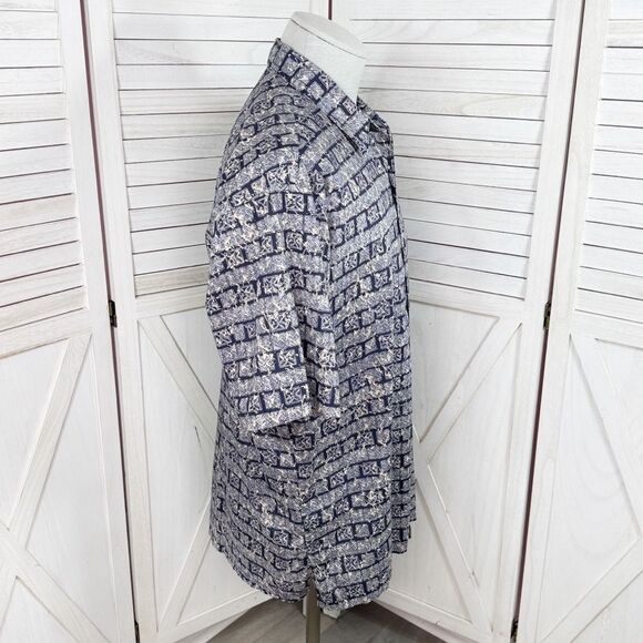 Tori Richard Tropical Print Cotton Lawn Button Up Camp Hawaiian Shirt Blue Large - Picture 3 of 11